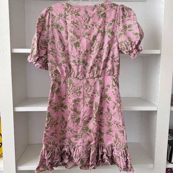 VERGE GIRL Pink Floral Ruffle Front Tie Dress - Picture 6 of 8
